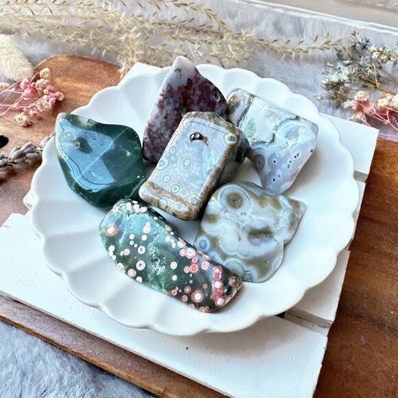 Set of 6 Ocean Jasper Tumbles - Picture 2 of 11